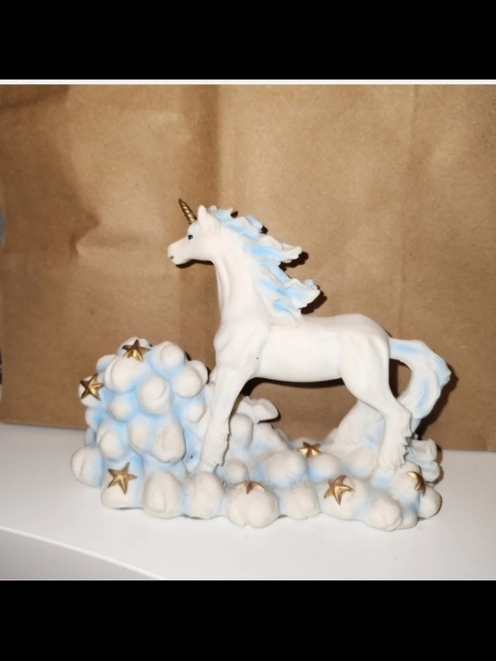 Unicorn Decorative Figurine with Green Gem